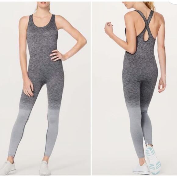 Lululemon Gray Ombre Balance and Resist Athletic Onesie Bodysuit Workout Gym - Picture 1 of 11